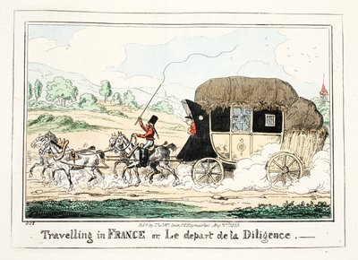 Travelling in France or Le Depart de la Diligence, 1835 by George Cruikshank